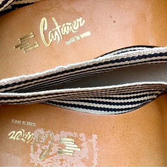 Castaner Cream & Black Striped Espadrille Wedge Slip On Shoes Size 9 fits like 8 - Picture 11 of 14